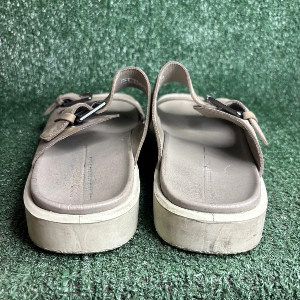 ECCO Flowt Luxe Buckle Corksphere Double Strap Comfort Slide Sandal Taupe Men 13